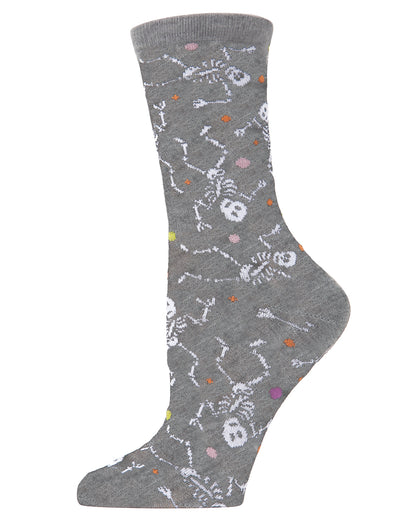Dancing Dead Skeleton Crew Socks : Color: Medium Gray Heather