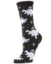 Women's Spooky Glow in the Dark Ghosts Socks : Color: Black
