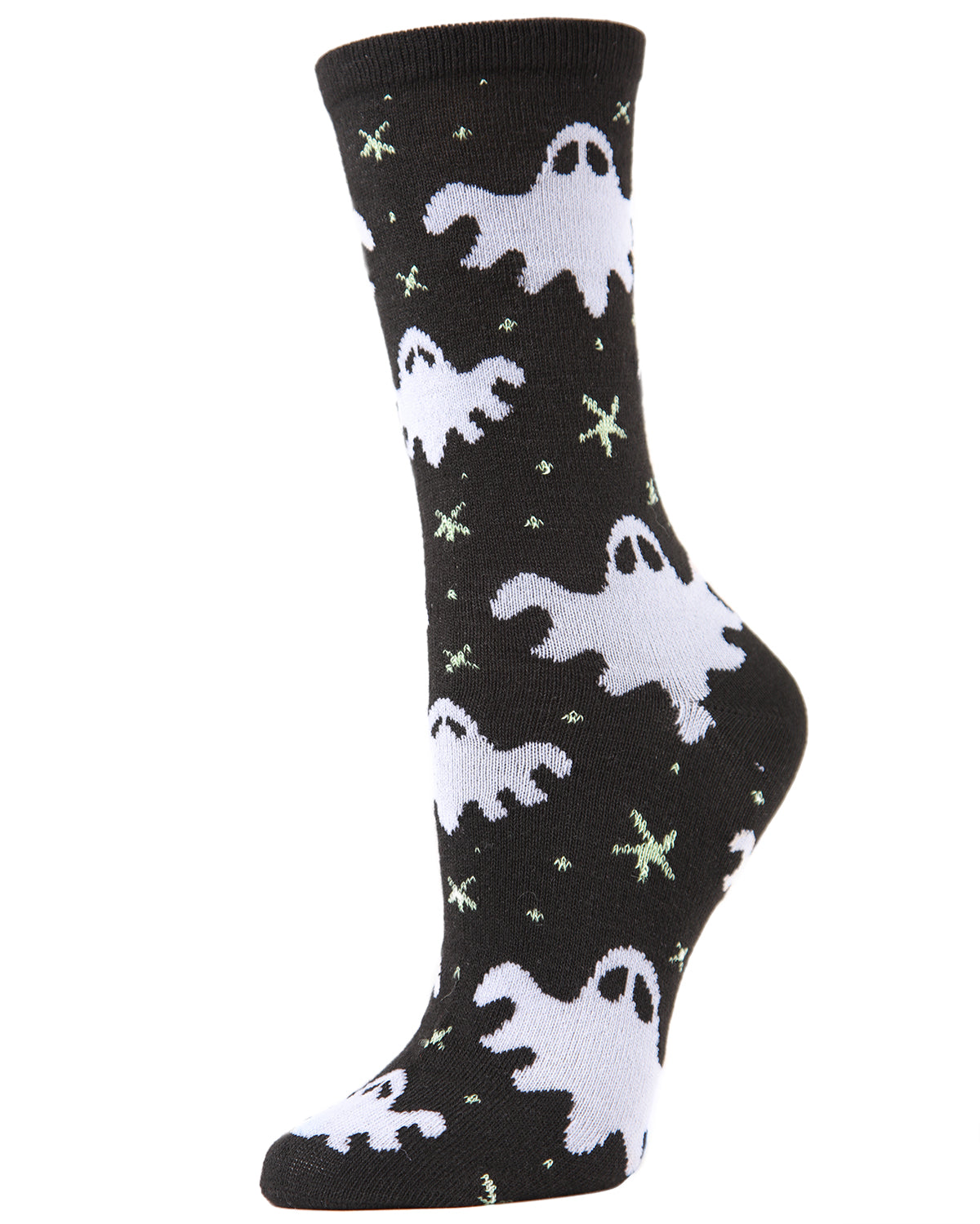 Women's Spooky Glow in the Dark Ghosts Socks : Color: Black