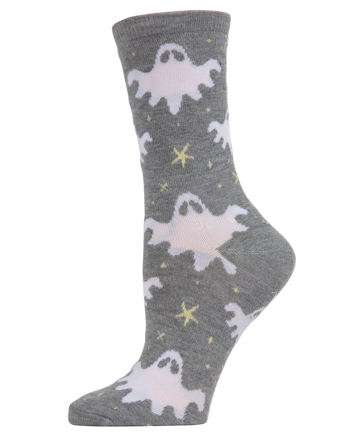 Women's Spooky Glow in the Dark Ghosts Socks : Color: Medium Gray Heather