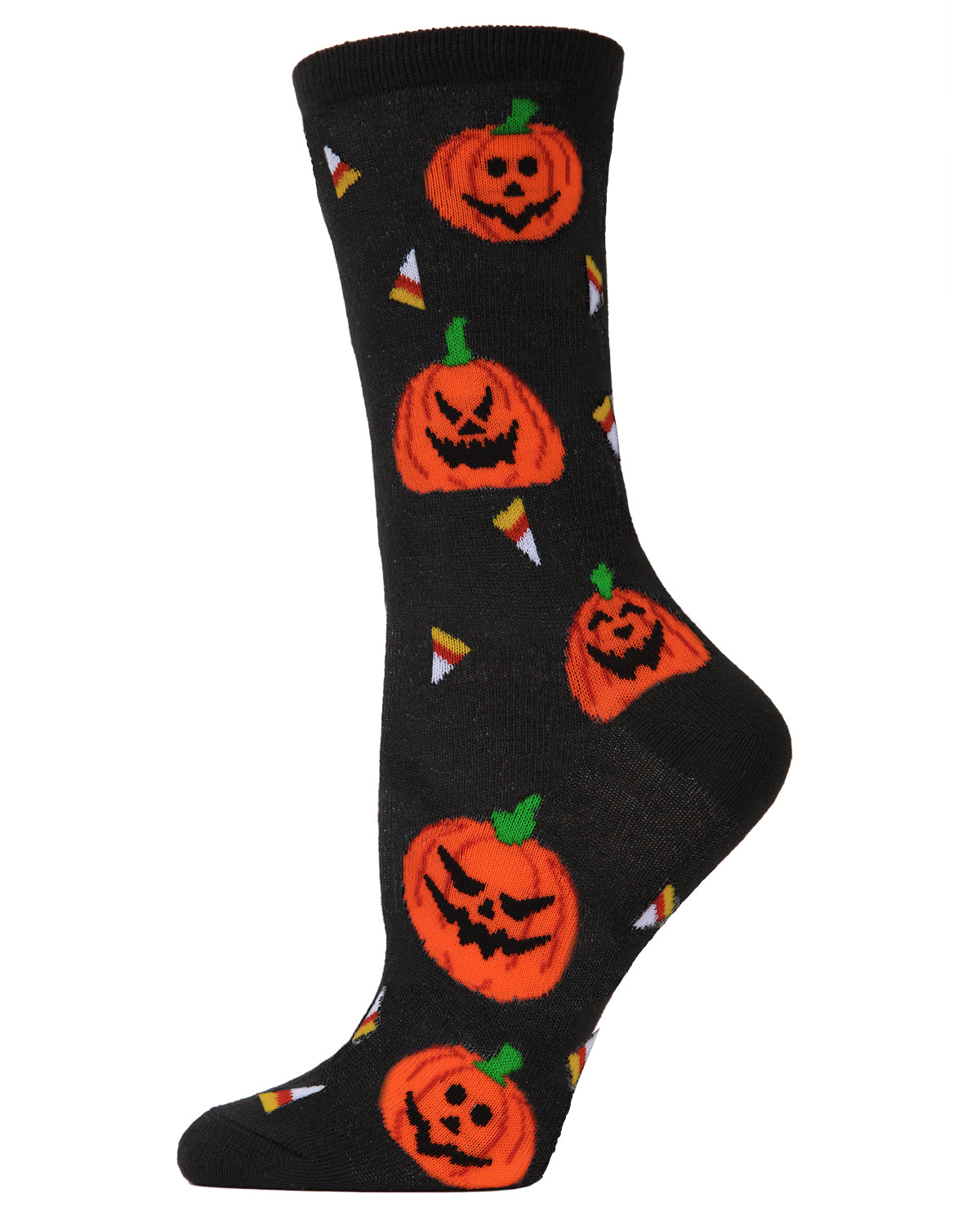 Jack O'Lantern Candy Crew Socks : Color: Black