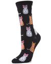 Studious Cats Bamboo Blend Crew Socks : Color: Black