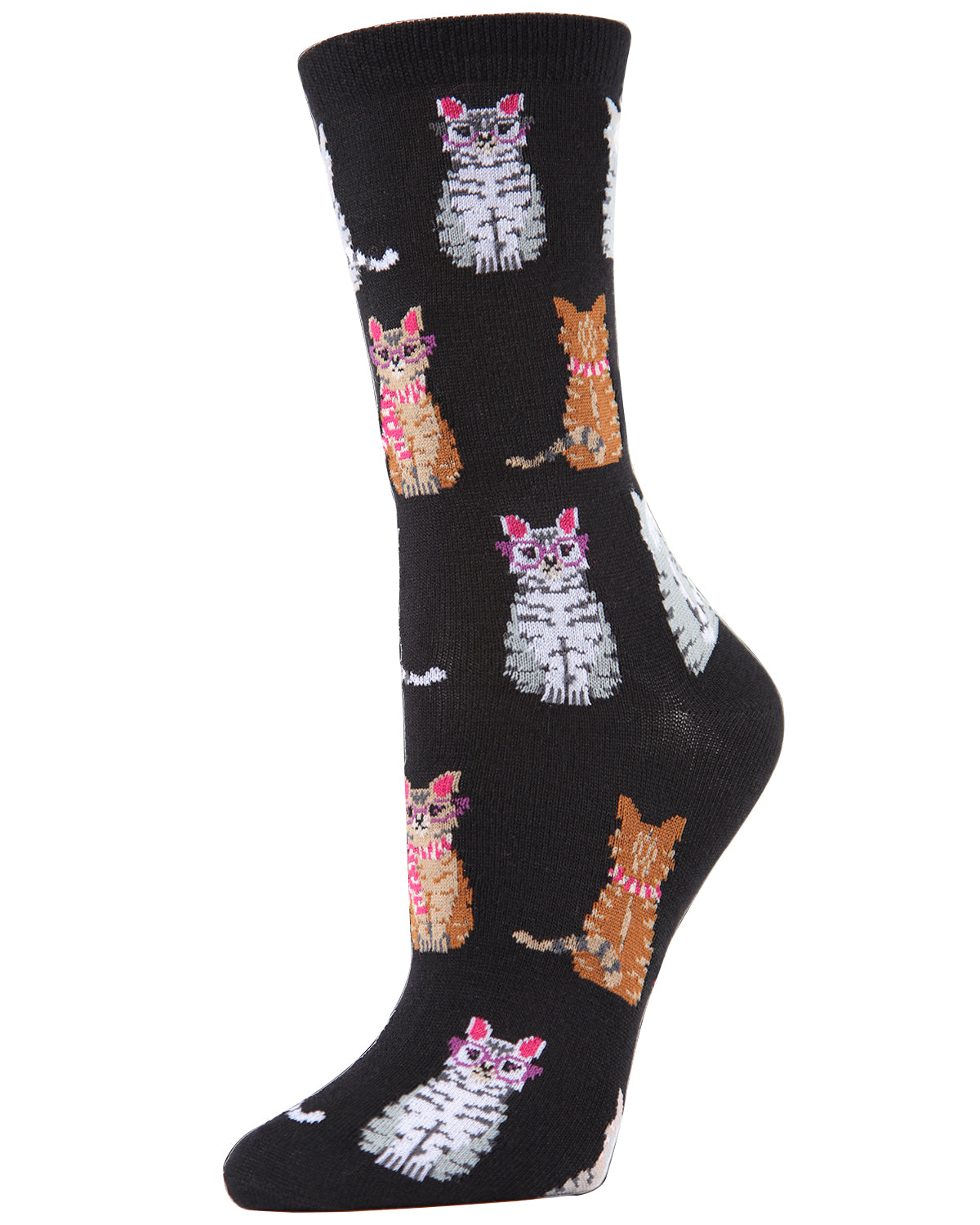 Studious Cats Bamboo Blend Crew Socks : Color: Black