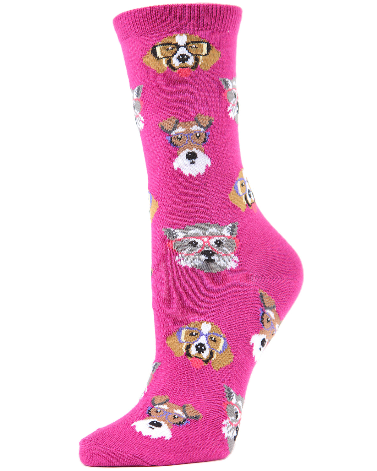 Professor Dogs Bamboo Blend Crew Socks : Color: Fuchsia
