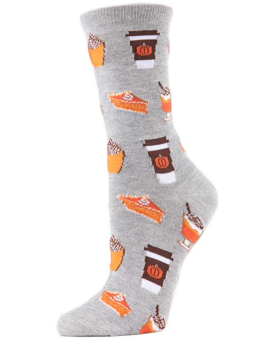 Pumpkin Spice Latte Bamboo Blend Crew Socks : Color: Medium Gray Heather
