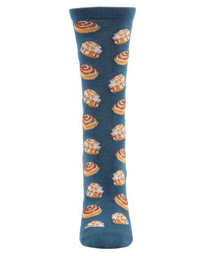 Cinnamon Bun Chocolate Bamboo Blend Crew Socks : Color: Black