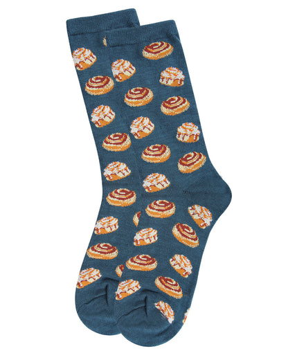 Cinnamon Bun Chocolate Bamboo Blend Crew Socks : Color: Black