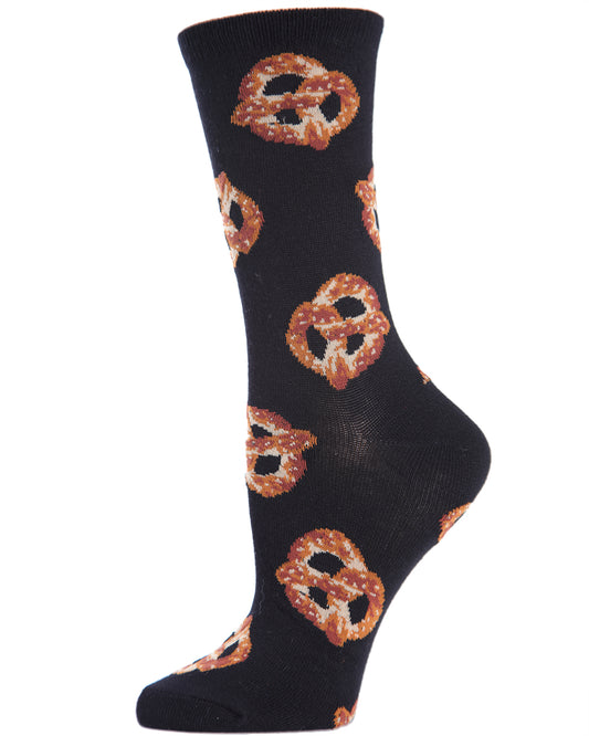 Hot Pretzel Bamboo Blend Crew Socks : Color: Black