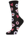 Coffee and Donuts Bamboo Blend Crew Socks : Color: Black