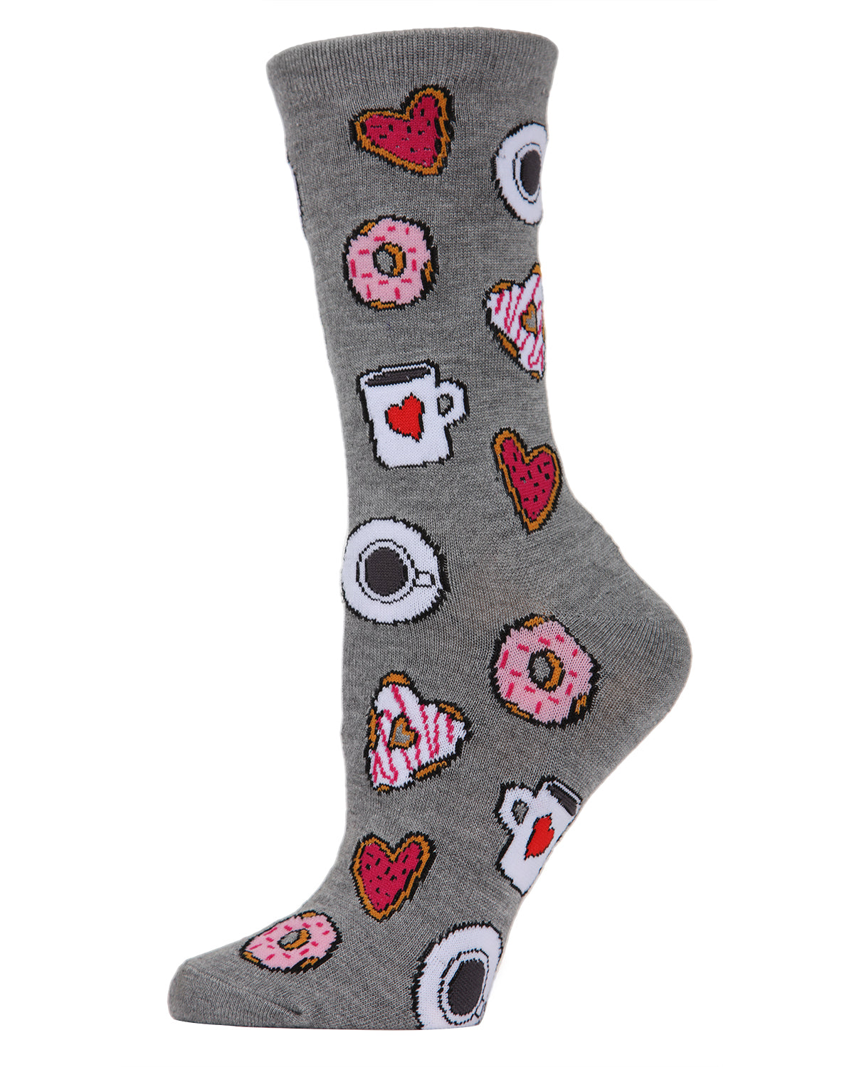 Coffee and Donuts Bamboo Blend Crew Socks : Color: Medium Gray Heather