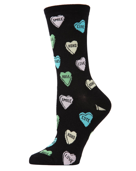 Sweet Candy Bamboo Blend Crew Socks : Color: Black