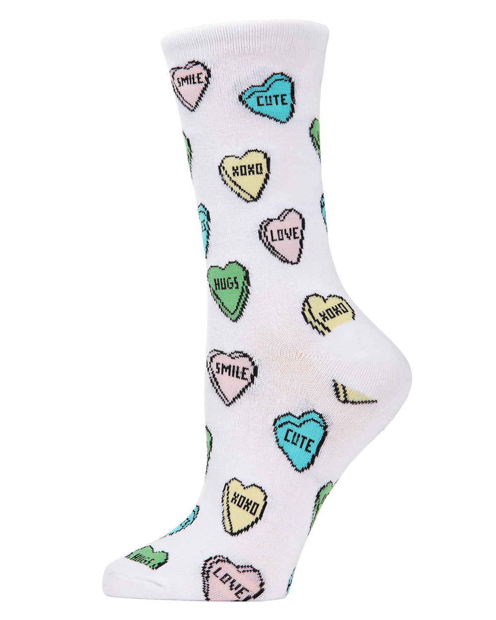 Sweet Candy Bamboo Blend Crew Socks : Color: White