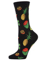 Tropical Fruit Bamboo Blend Crew Socks : Color: Black