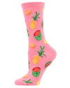 Tropical Fruit Bamboo Blend Crew Socks : Color: Confetti Pink