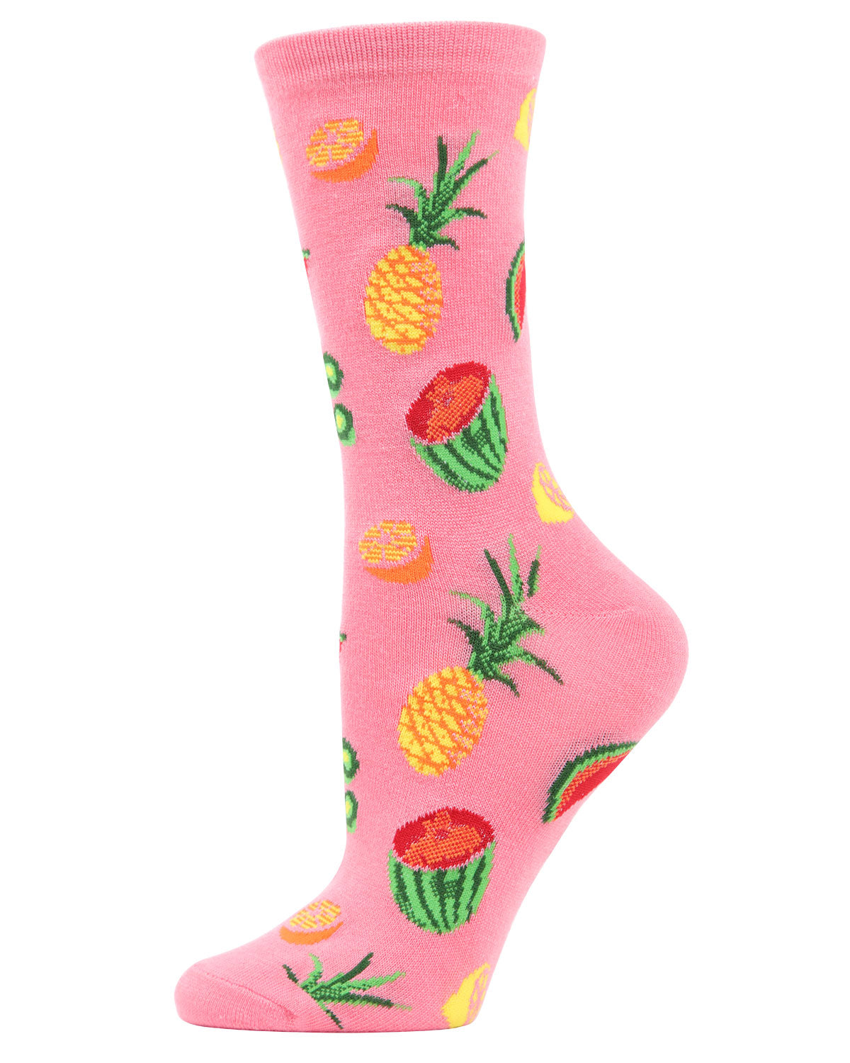 Tropical Fruit Bamboo Blend Crew Socks : Color: Confetti Pink