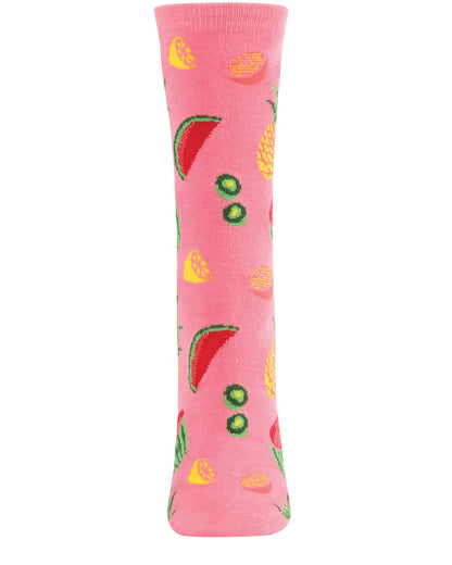 Tropical Fruit Bamboo Blend Crew Socks : Color: White