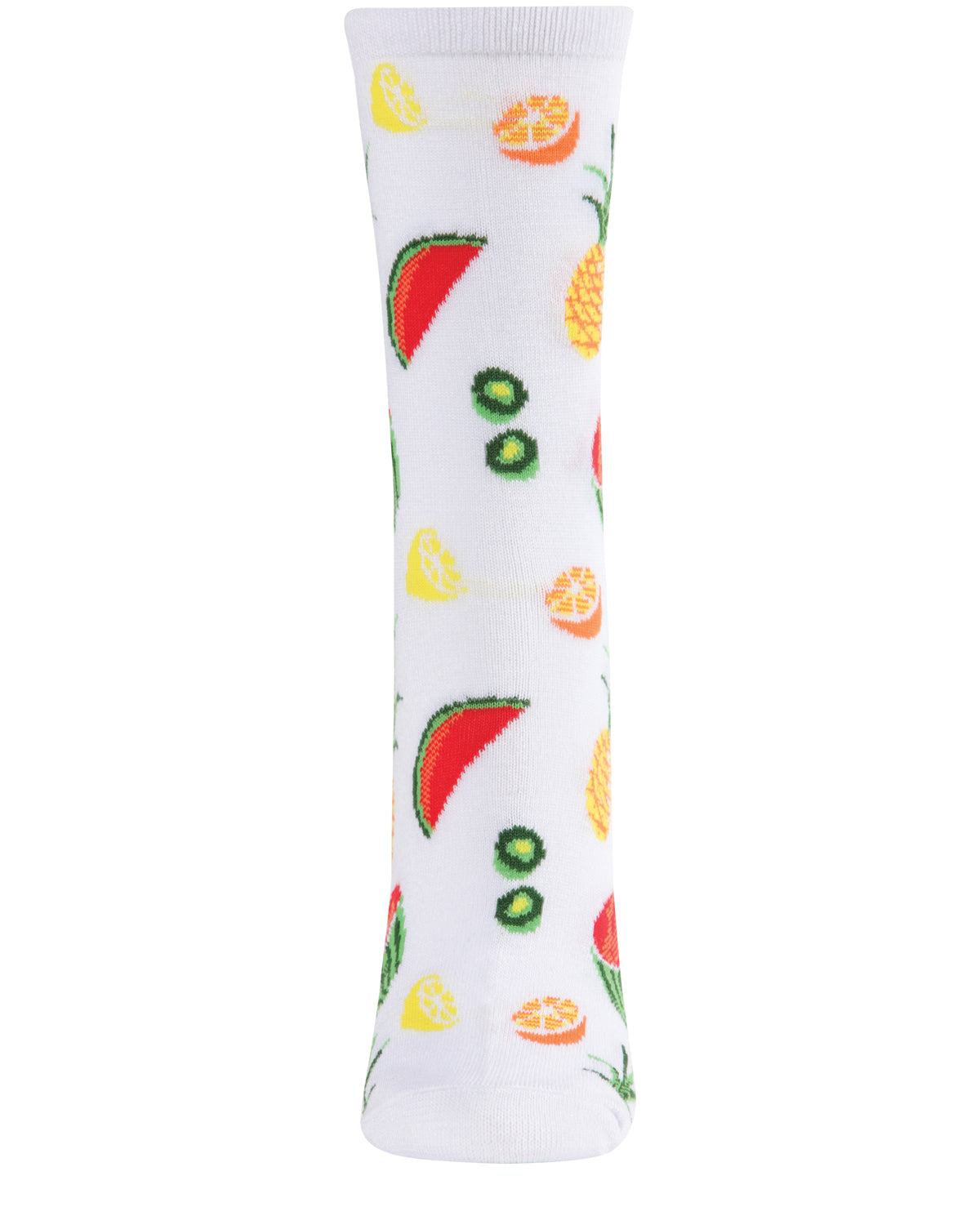 Tropical Fruit Bamboo Blend Crew Socks : Color: White