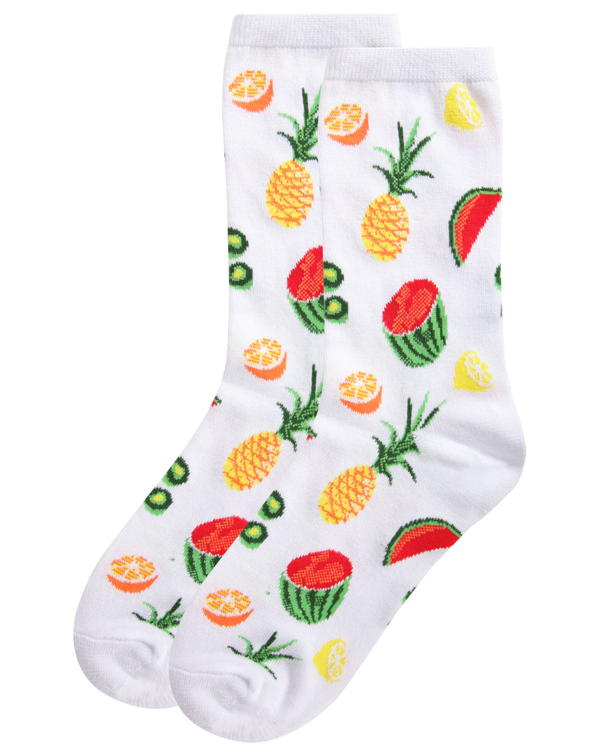 Tropical Fruit Bamboo Blend Crew Socks : Color: White