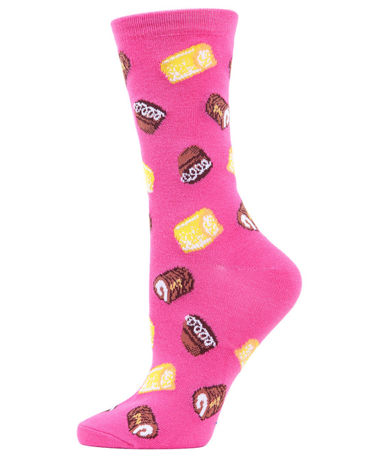 Sweets Bamboo Blend Crew Socks : Color: Carmine Rose
