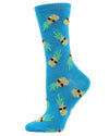 Pineapple Sunglasses Bamboo Blend Crew Socks : Color: Teal