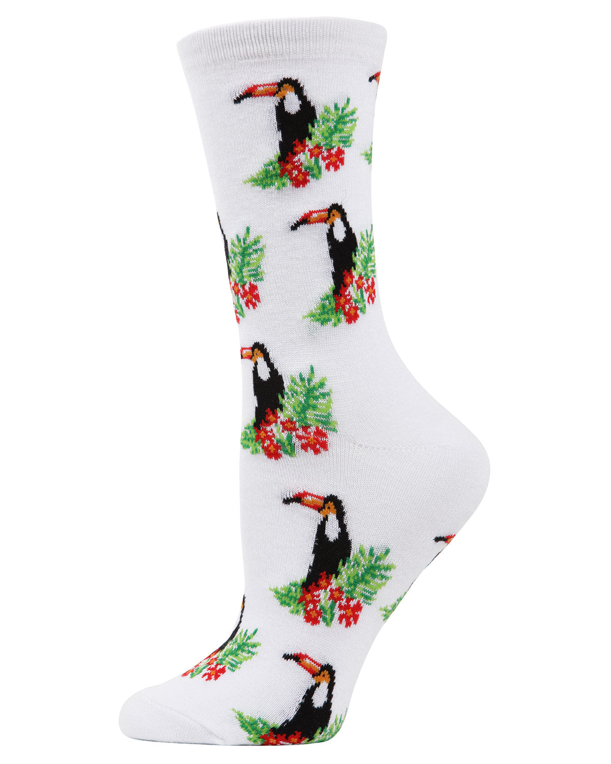 Toucan Bamboo Blend Crew Socks : Color: White