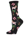 Tropical Spaniel Bamboo Blend Crew Socks : Color: Black