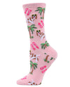 Tropical Spaniel Bamboo Blend Crew Socks : Color: Pink
