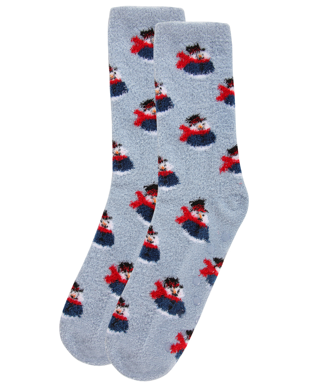 Snowman Cozy Non-Slip Crew Socks : Color: Dusty Blue