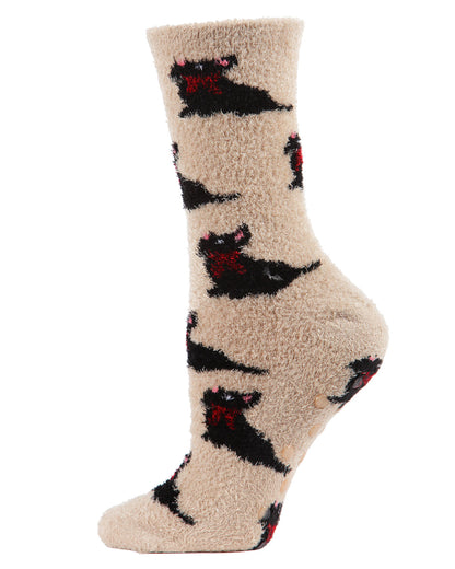 Winter Dog Cozy Non-Slip Crew Socks : Color: Sand