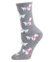 Women's Loveable Llama Cozy Crew Socks : Color: Steel Gray