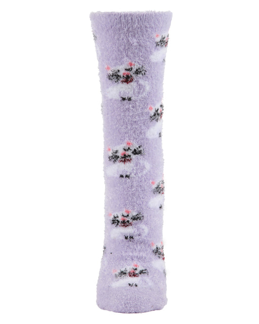 Cute Cats Cozy Plush Crew Socks : Color: Lilac