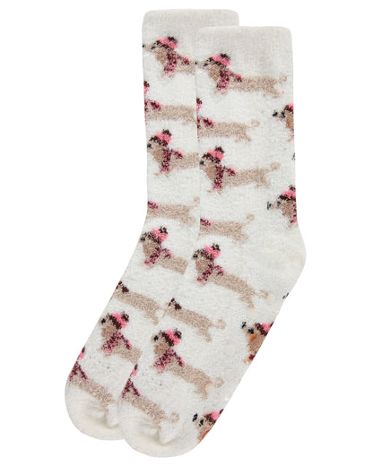 Women's Hot Dogs Cozy Crew Socks : Color: Vanilla Ice