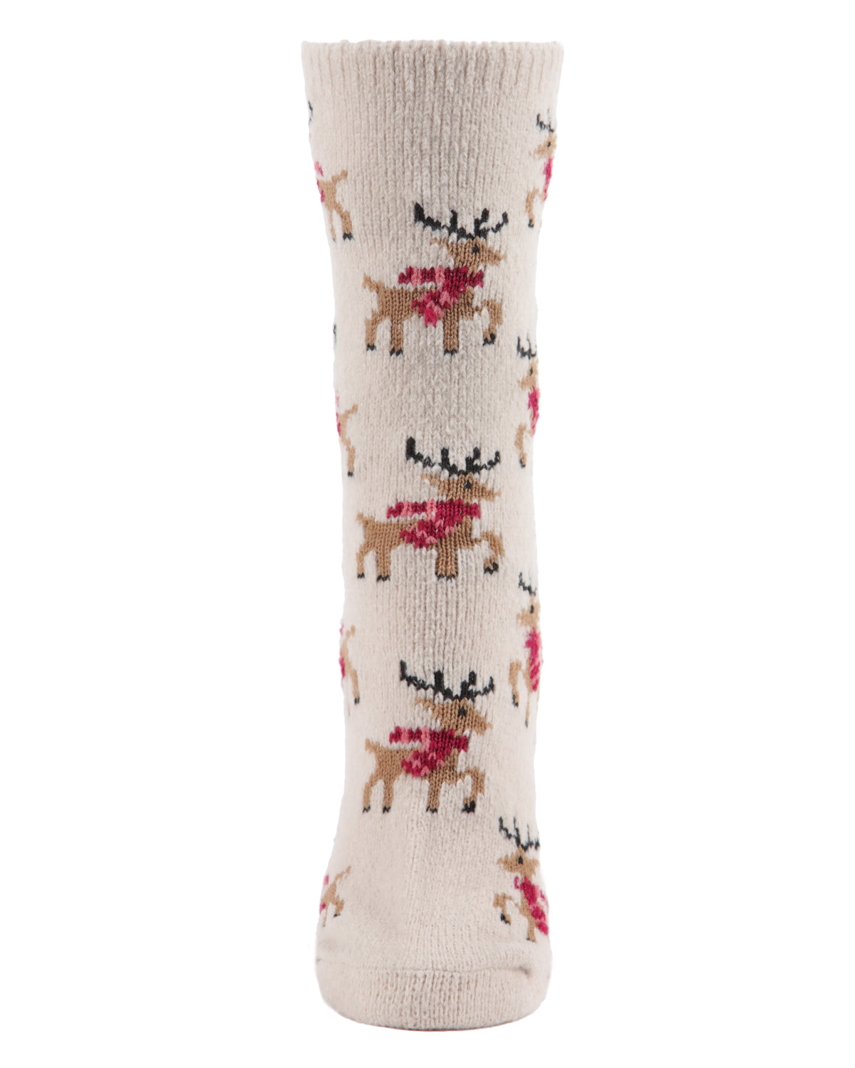 Women's Festive Reindeer Novelty Boot Socks : Color: Beige