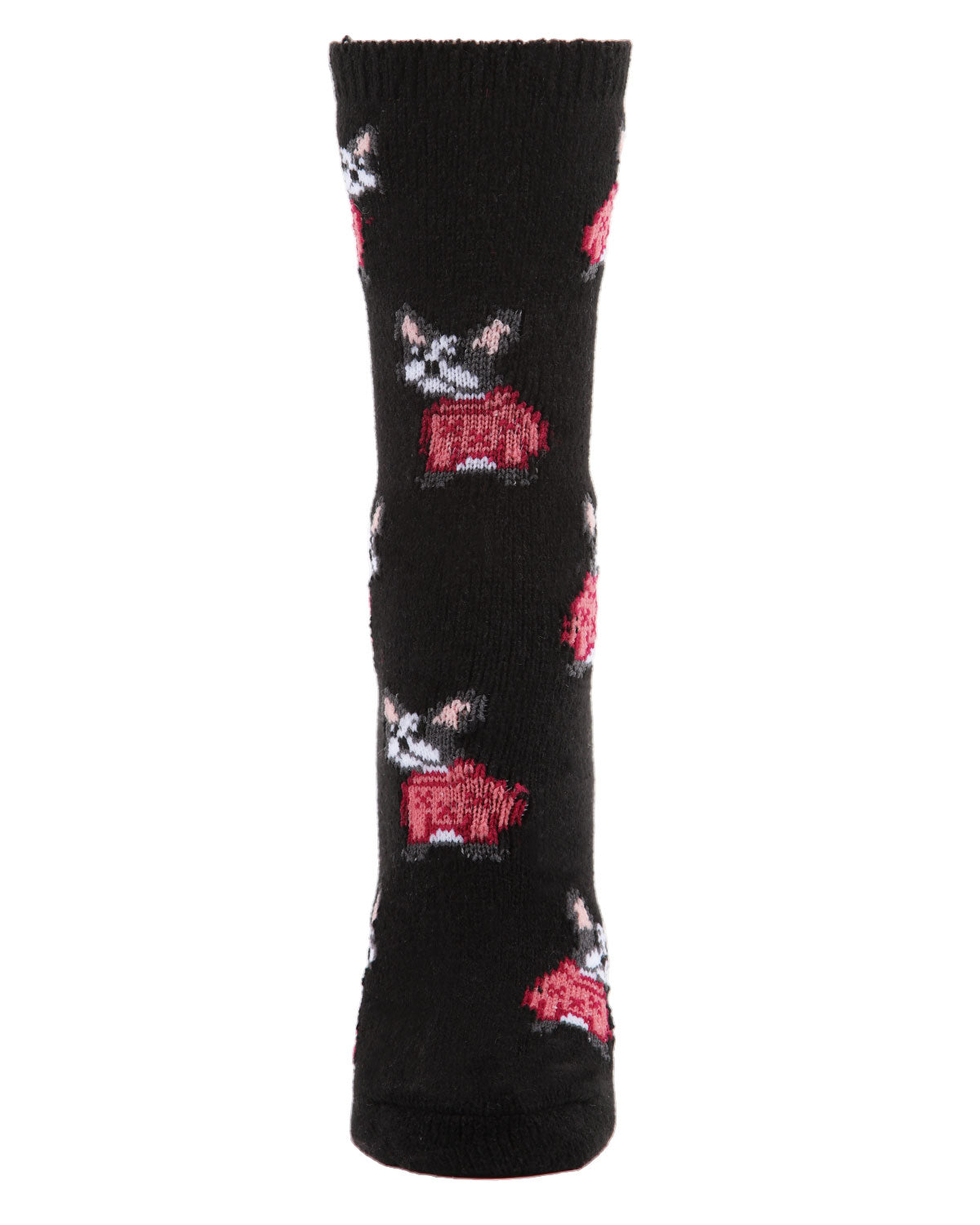 Women's Cozy Sweater Dog Novelty Boot Socks : Color: Black