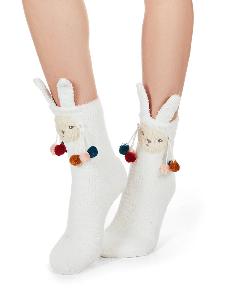 MeMoi Llama Critter Plush Crew Socks
