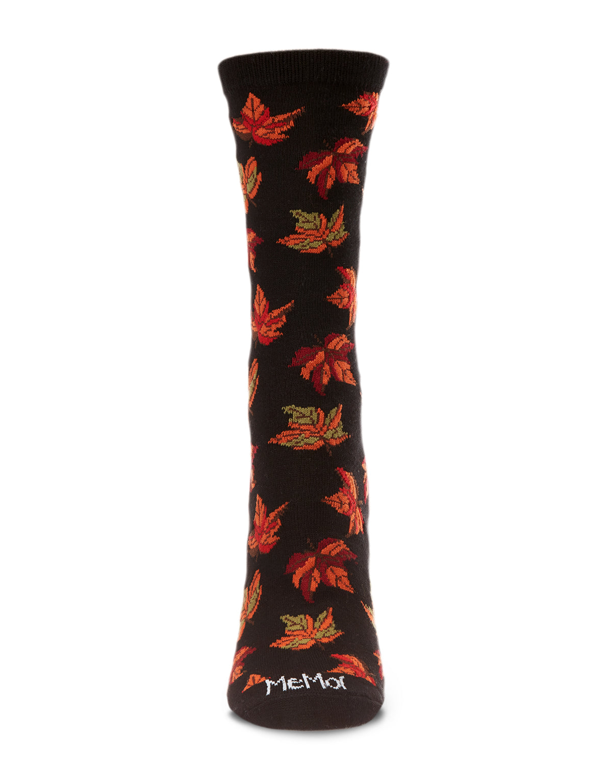 Women's Autumn Falling Leaves Bamboo Blend Crew Socks : Color: Black