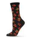 Women's Autumn Falling Leaves Bamboo Blend Crew Socks : Color: Black