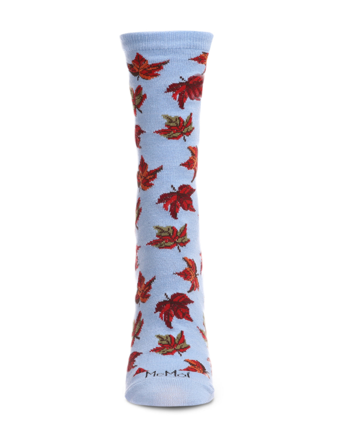 Women's Autumn Falling Leaves Bamboo Blend Crew Socks : Color: Light Blue