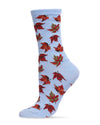 Women's Autumn Falling Leaves Bamboo Blend Crew Socks : Color: Light Blue