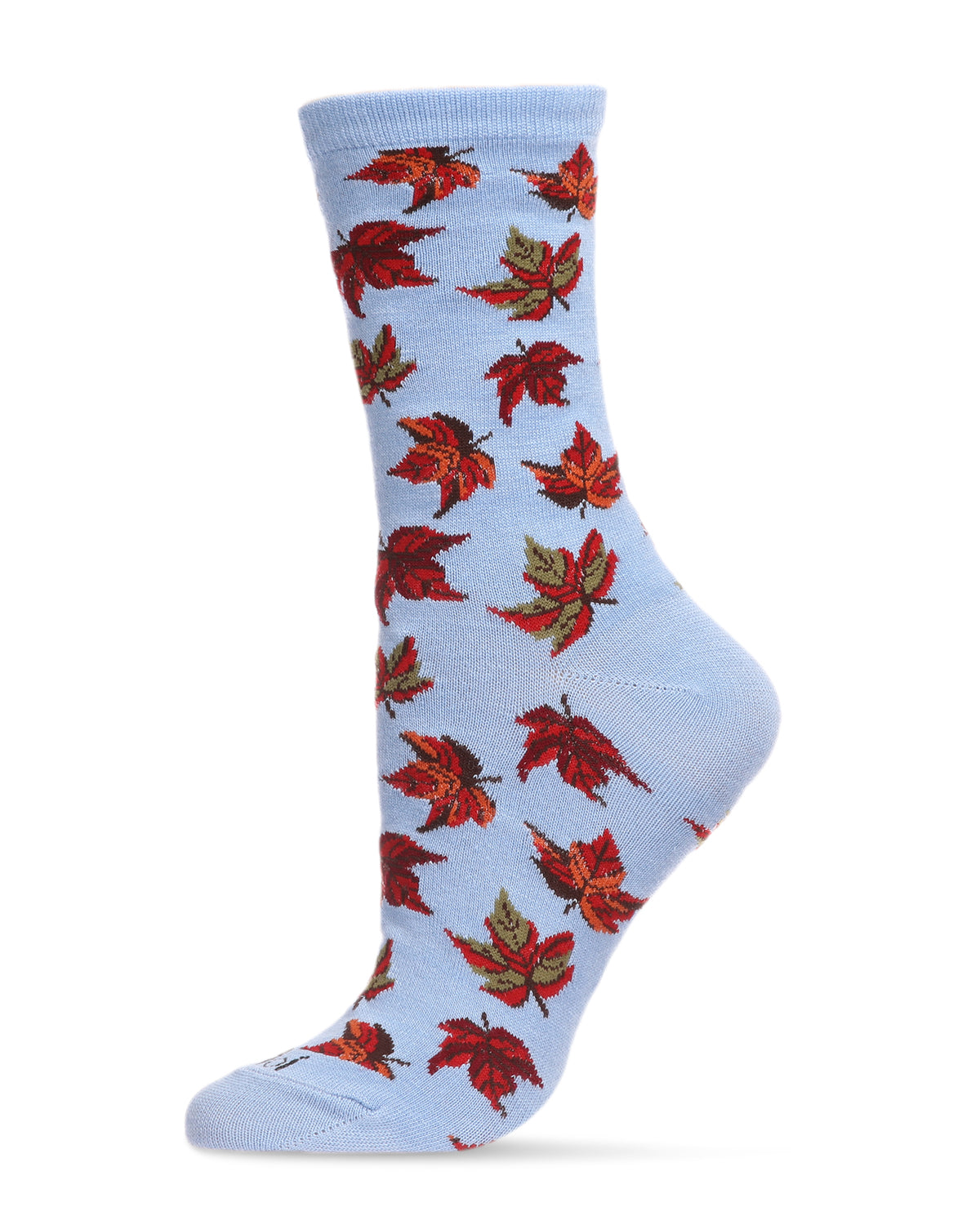 Women's Autumn Falling Leaves Bamboo Blend Crew Socks : Color: Light Blue