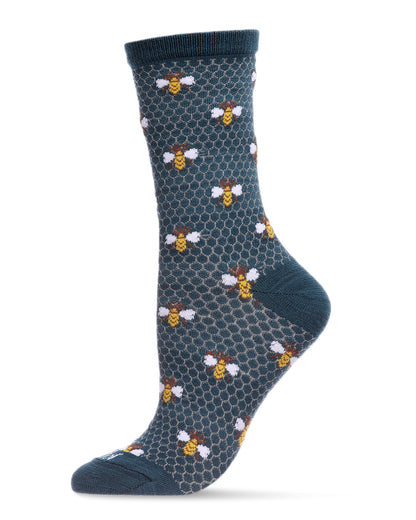 Honey Bee Bamboo Blend Crew Socks : Color: Legion Blue