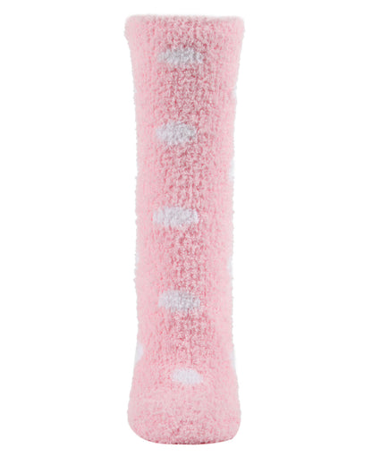 Women's Polka-Dot Snowman Embroidered Cozy Non-Slip Socks : Color: Pink