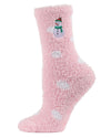 Women's Polka-Dot Snowman Embroidered Cozy Non-Slip Socks : Color: Pink