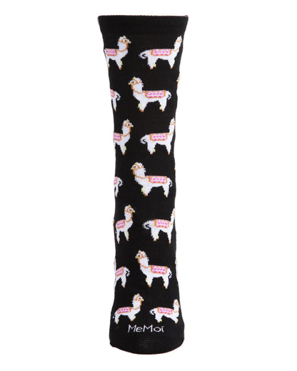 Llamas Bamboo Blend Crew Socks : Color: Black