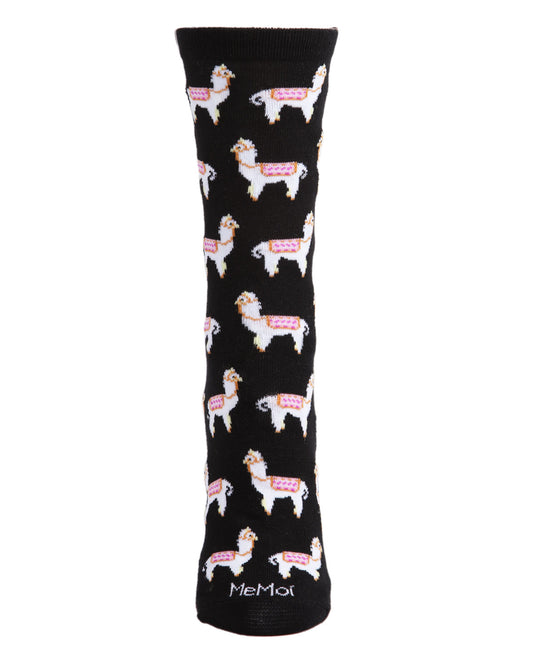Llamas Bamboo Blend Crew Socks : Color: Black
