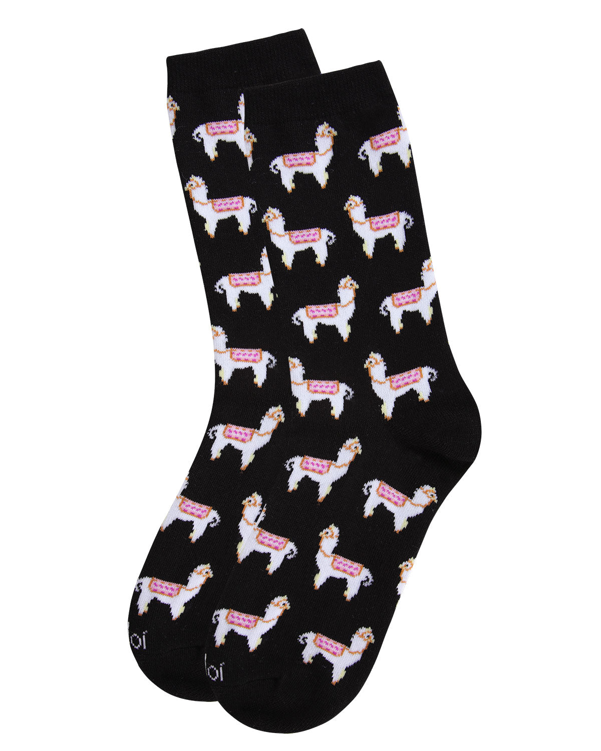 Llamas Bamboo Blend Crew Socks : Color: Black