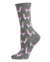 Llamas Bamboo Blend Crew Socks : Color: Medium Gray Heather