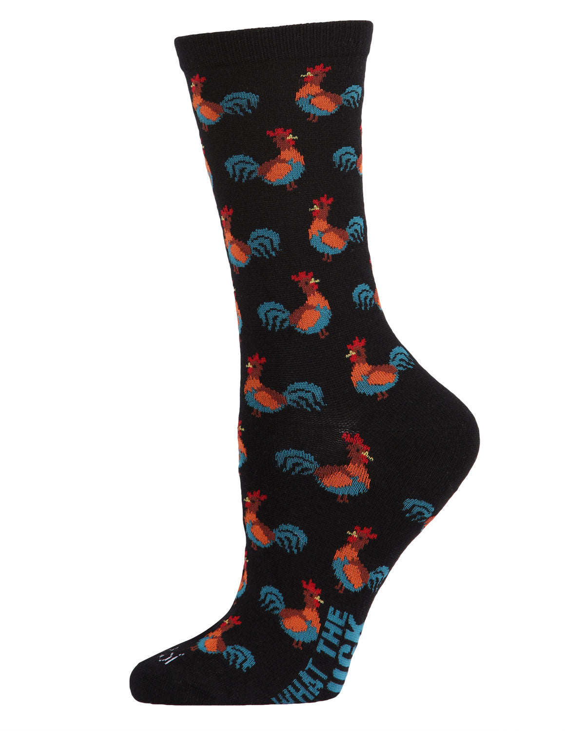 What the Cluck Bamboo Blend Chicken Crew Socks : Color: Black