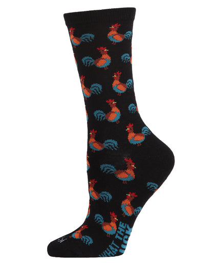 What the Cluck Bamboo Blend Chicken Crew Socks : Color: Black