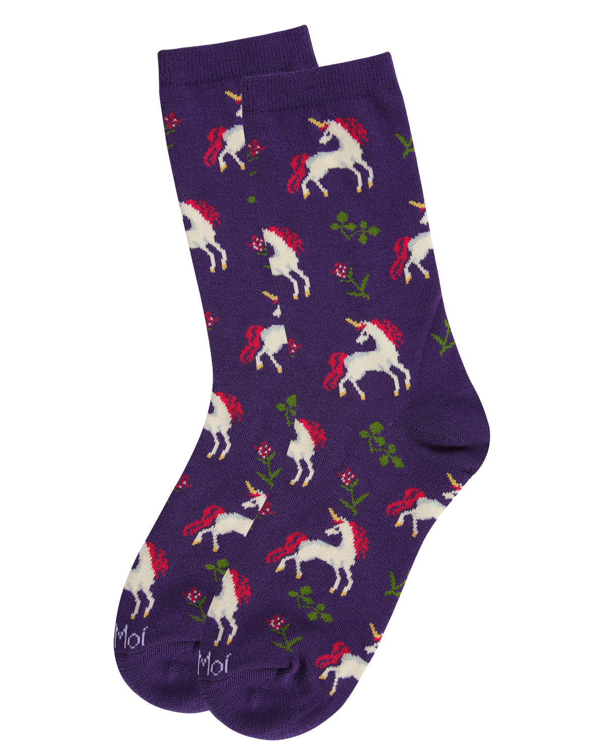 Magical Unicorns Bamboo Blend Crew Socks : Color: Grape Juice